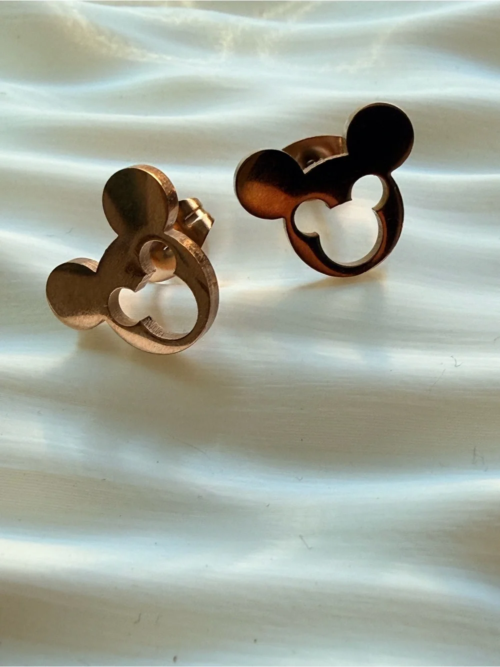 Kids Rose Gold Mouse-Shaped Stud Earrings Gold Plated Hypoallergenic